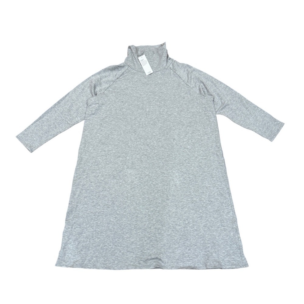 Eileen Fisher Cozy Brushed Funnel Neck‎ Dress Gray Minimalist Modest XL NWT